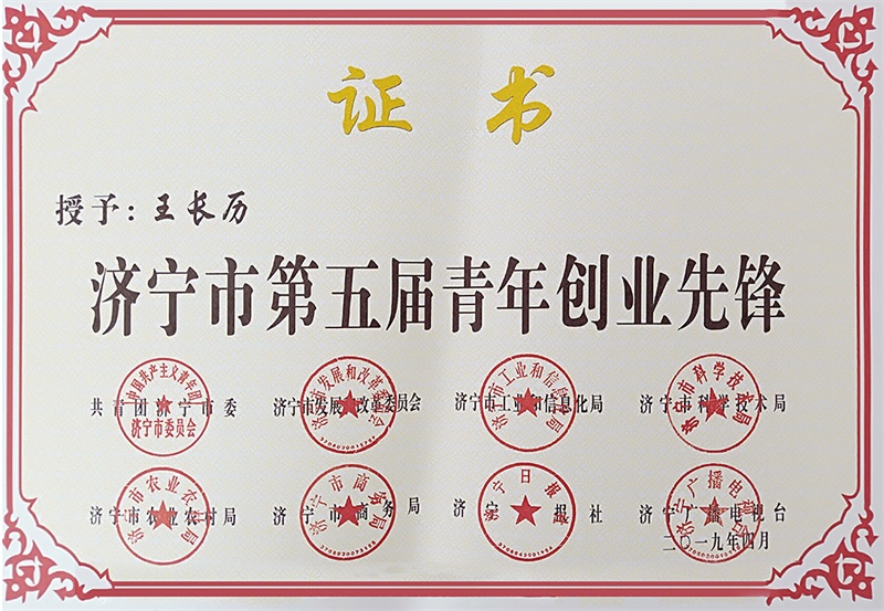 濟(jì)寧市第五屆青年創(chuàng)業(yè)先鋒--獎(jiǎng)杯